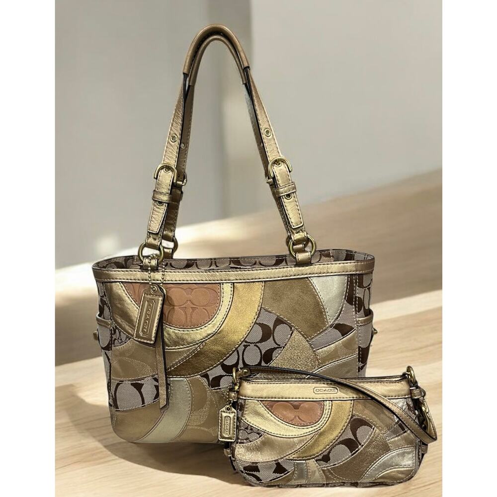 Y2K Coach 12740 Limited Edition Patchwork Gallery Tote & Wristlet